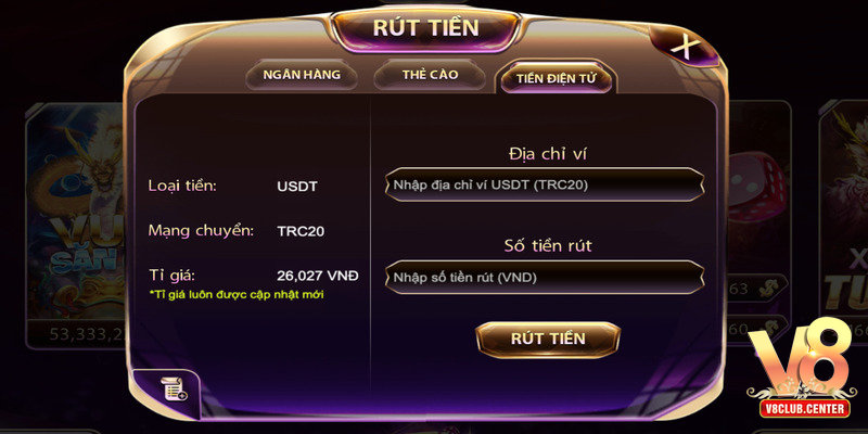 Rút tiền V8club không chỉ đơn giản mà còn an toàn